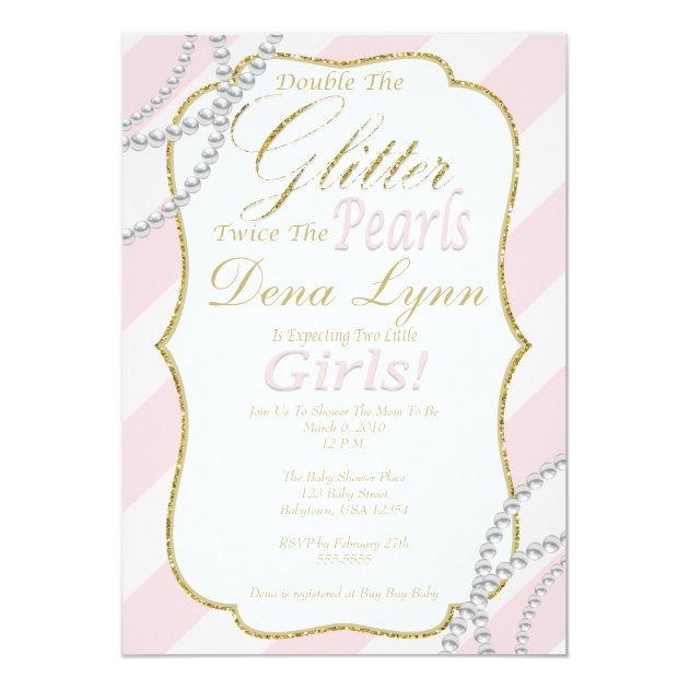 Twin Girls Baby Shower Invitation