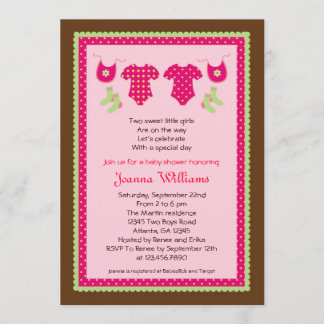 Twin Girls Baby Shower Invitation