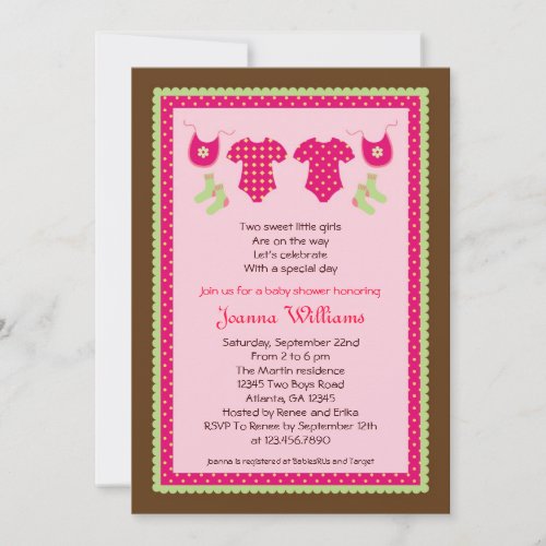 Twin Girls Baby Shower Invitation