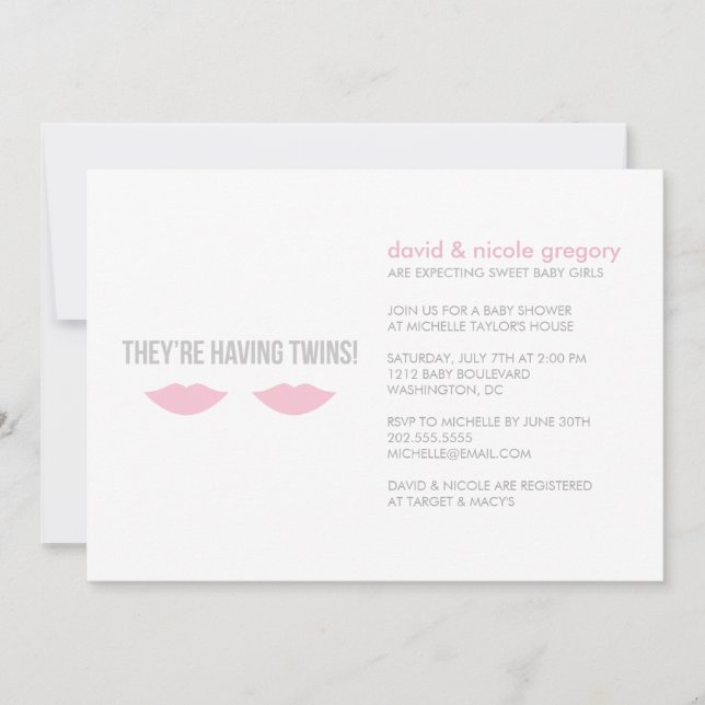 Twin Girls Baby Shower Invitation (Front)