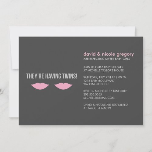 Twin Girls Baby Shower Invite