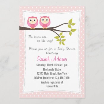 Twin Girls Baby Shower Invitation Pink by melanileestyle at Zazzle