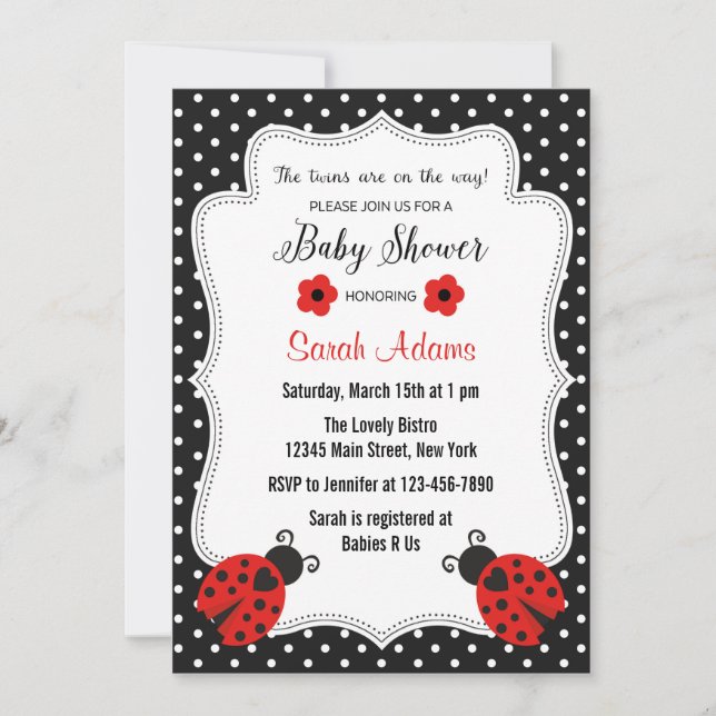 Twin Girls Baby Shower Invitation Pink (Front)