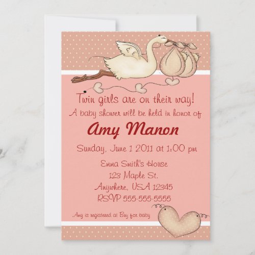 Twin girls baby shower invite