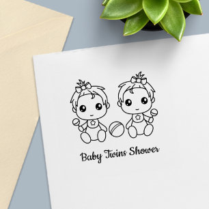 Twin Girls Baby Shower Self-inking Stamp