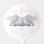 Twin Girls Baby Shower Sweet Pink Elephant Hearts Balloon