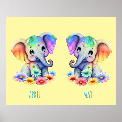 Twin Girls Bedroom Poster Elephant Nursery Decor