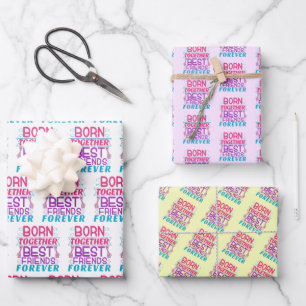 Twin Girls Best Friends Quote Wrapping Paper Sheets