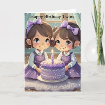 Twin Girls Birthday Greeting Card by moonlake at Zazzle