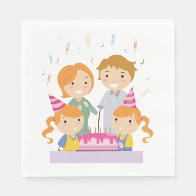 Twin Girls Birthday Napkins (Front)
