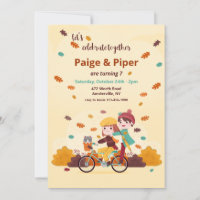 Twin Girls Birthday Party Invitation