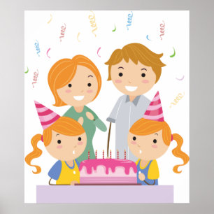 Twin Girls Birthday Poster