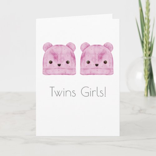 Twin Girls Boho Baby Congratulations Card