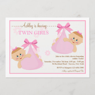 Twin Girls Bundles Baby Shower Invitation