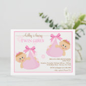 Twin Girls Bundles Baby Shower Invitation (Standing Front)