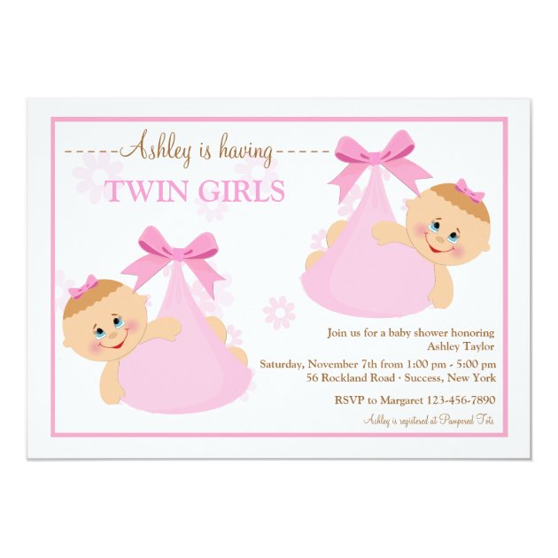 Twin Girls Bundles Baby Shower Invitation