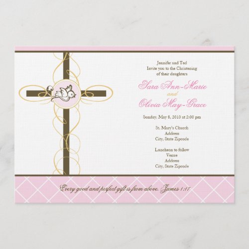 Twin Girls Christening/Baptism Invitation