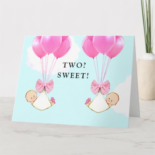 Twin Girls Congrats Card