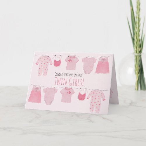 Twin Girls Congratulations Card