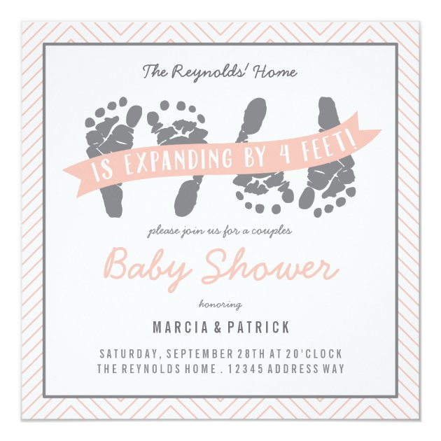 Twin Girls Couples Shower Invitation Pink Grey