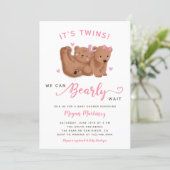 Twin Girls Cub Bear Baby Shower  Invitation (Standing Front)