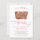 Twin Girls Cub Bear Baby Shower  Invitation (Front)