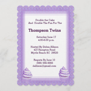 Twin Girls Cupcake Birthday Invitation