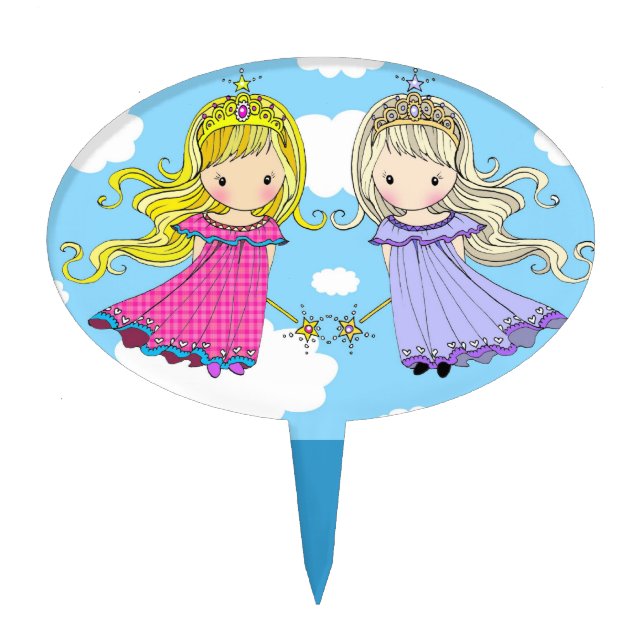 Twin Girls Cute Cake Topper (Front)