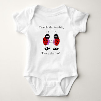 Twin girls double the trouble ladybugs baby bodysuit