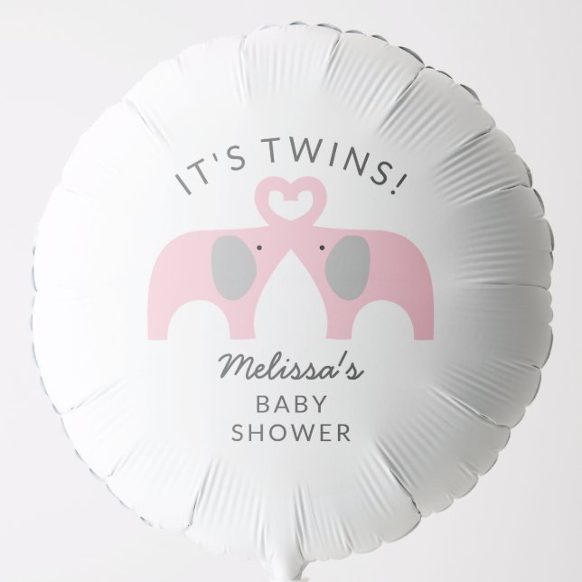 Twin girls elephant baby shower decor balloon (Front)