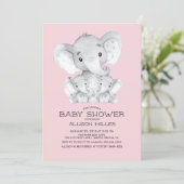 TWIN Girls Elephant baby Shower Invitation (Standing Front)