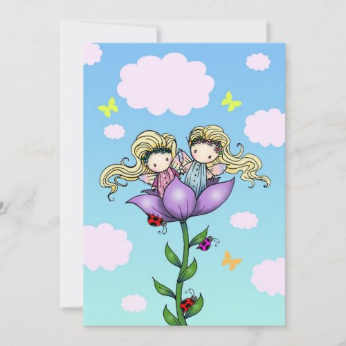 Twin Girls Fairy Birthday Party Invitations