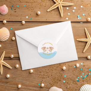 Twin Girls' Fairy Mermaid Birthday Classic Round Sticker