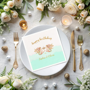 Twin Girls' Fairy Mermaid Birthday Napkins