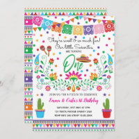 Twin Girls Fiesta Senorita 1st Birthday Party Invitation