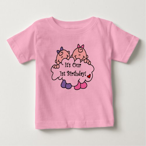 Twin Girls First Birthday Baby T_Shirt