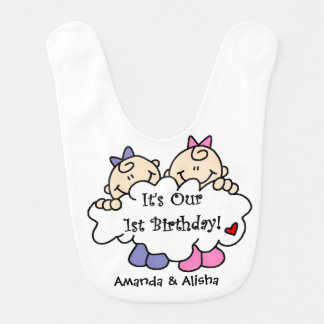 Twin Girls First Birthday Bib