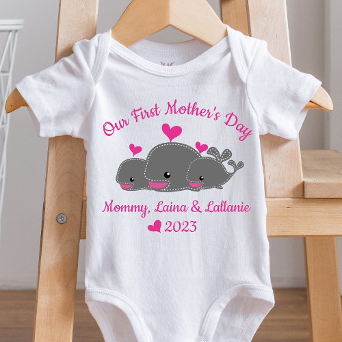 Twin Girls First Mothers Day Infant Bodysuit