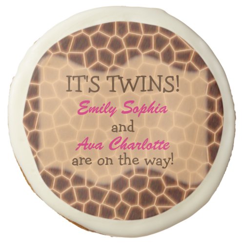 Twin Girls _ Giraffe Themed Baby Shower Sugar Cookie