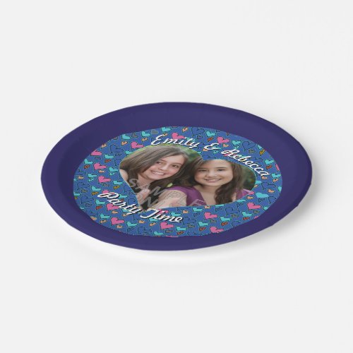 Twin Girls Happy Hearts Birthday Party Custom Paper Plates