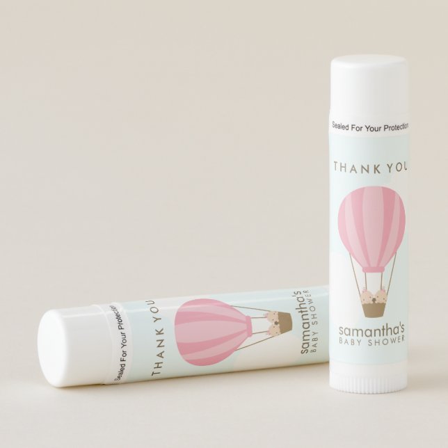 Twin Girls in Balloon Baby Shower Lip Balm (Front)