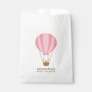 Twin Girls in Pink Balloon Baby Shower Favor Bag