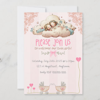 Twin Girls Invitation