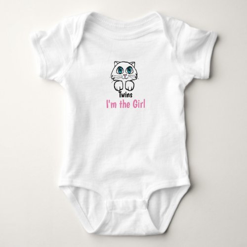 Twin Girls Kitty  Baby Bodysuit