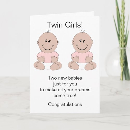 Twin Girls New Born Baby Card
