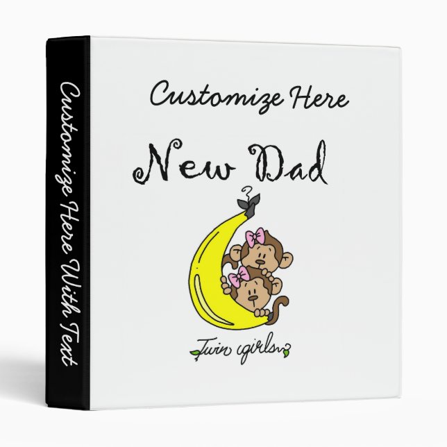 Twin Girls New Dad Gifts 3 Ring Binder (Front/Spine)
