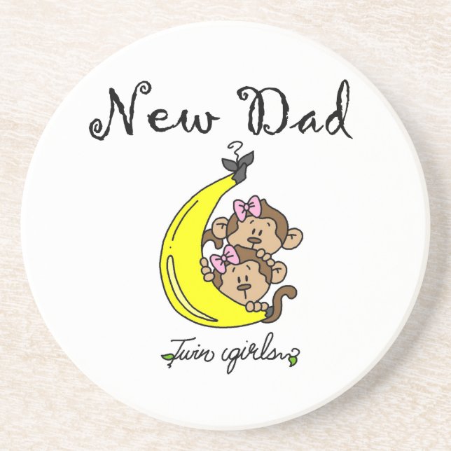 Twin Girls New Dad Gifts Drink Coaster (Front)