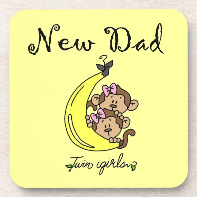 Twin Girls New Dad Gifts Drink Coaster (Front)