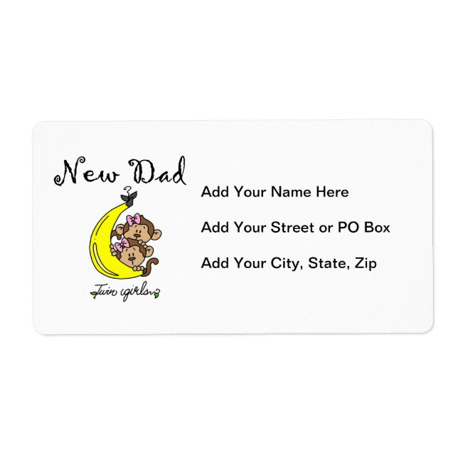 Twin Girls New Dad Gifts Label (Front)