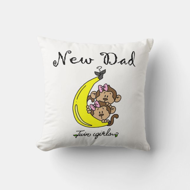 Twin Girls New Dad Gifts Throw Pillow (Front)